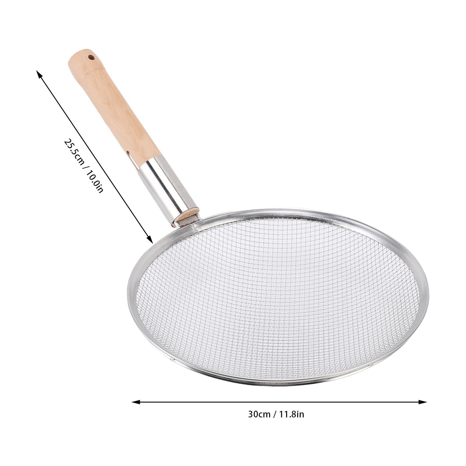 Feinmaschiger Schaumlöffel aus Edelstahl mit Holzgriff Zum Kochen in der Küche zu Hause, 25,4 Cm (30cm)