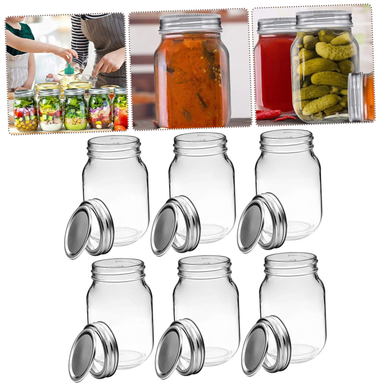 Ciieeo 6 Stück Einmachgläser aus Glas mit Deckel 150ml Wiederverwendbar und Leicht zu Reinigen Vorratsdosen für Küche für Unterwegs
