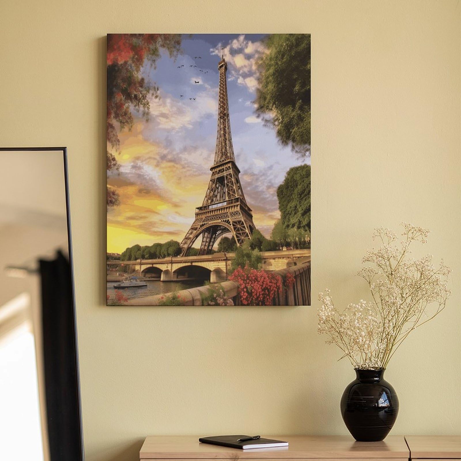 LPAGBCNU Malen nach Zahlen, Motiv: Eiffelturm, Paris, Malen-nach-Zahlen-Set für Erwachsene, Erwachsene, Malen nach Zahlen, Kits auf Leinwand, DIY-Acryl-Ölfarben, Gemälde mit Pinseln für Geschenk