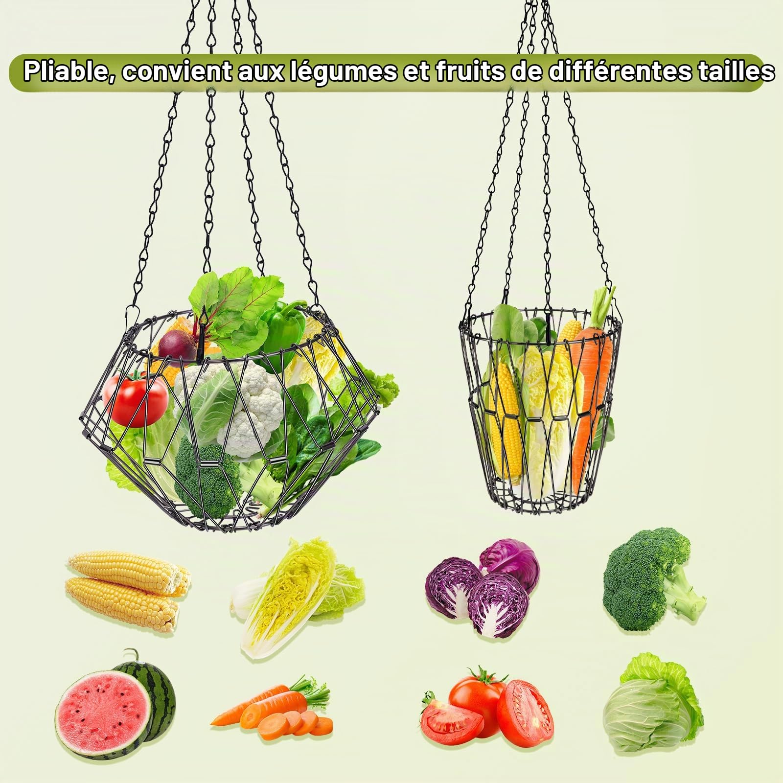 Mangeoires à Poulet, Distributeurs de Nourriture Volailles à Suspendre pour Fruits, Légumes, Panier d'alimentation Pliable pour Canard, Oie, Oiseau, Lapins