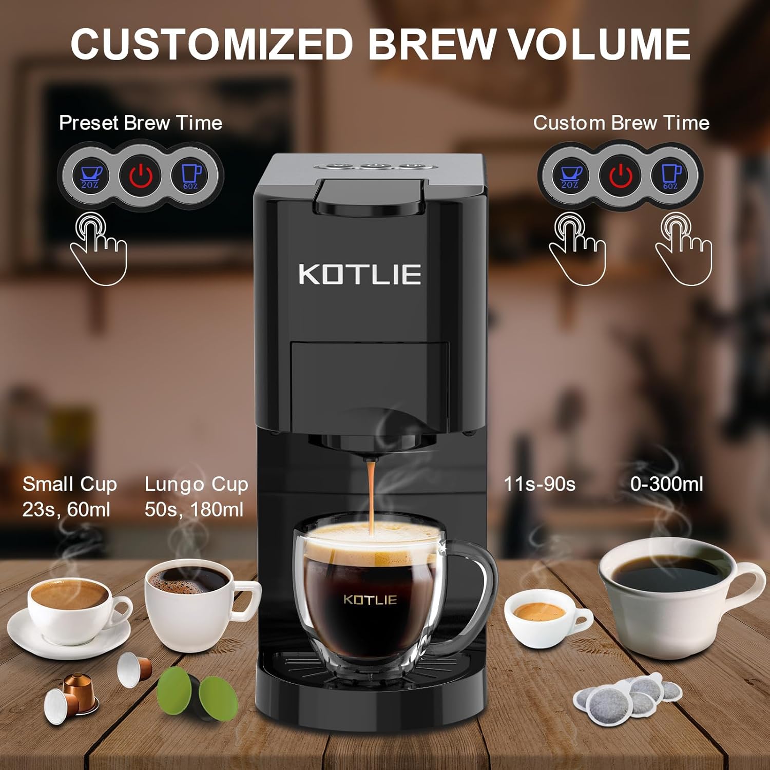 Espresso 4in1 Coffee Machine for Nespresso Original/Dolce Gusto/Ground Capsule and ESE Coffee Pods,19 Bar Automatic Coffee Machines Black(AC-513K) 5 71ie7KNUFZL. AC SL1500