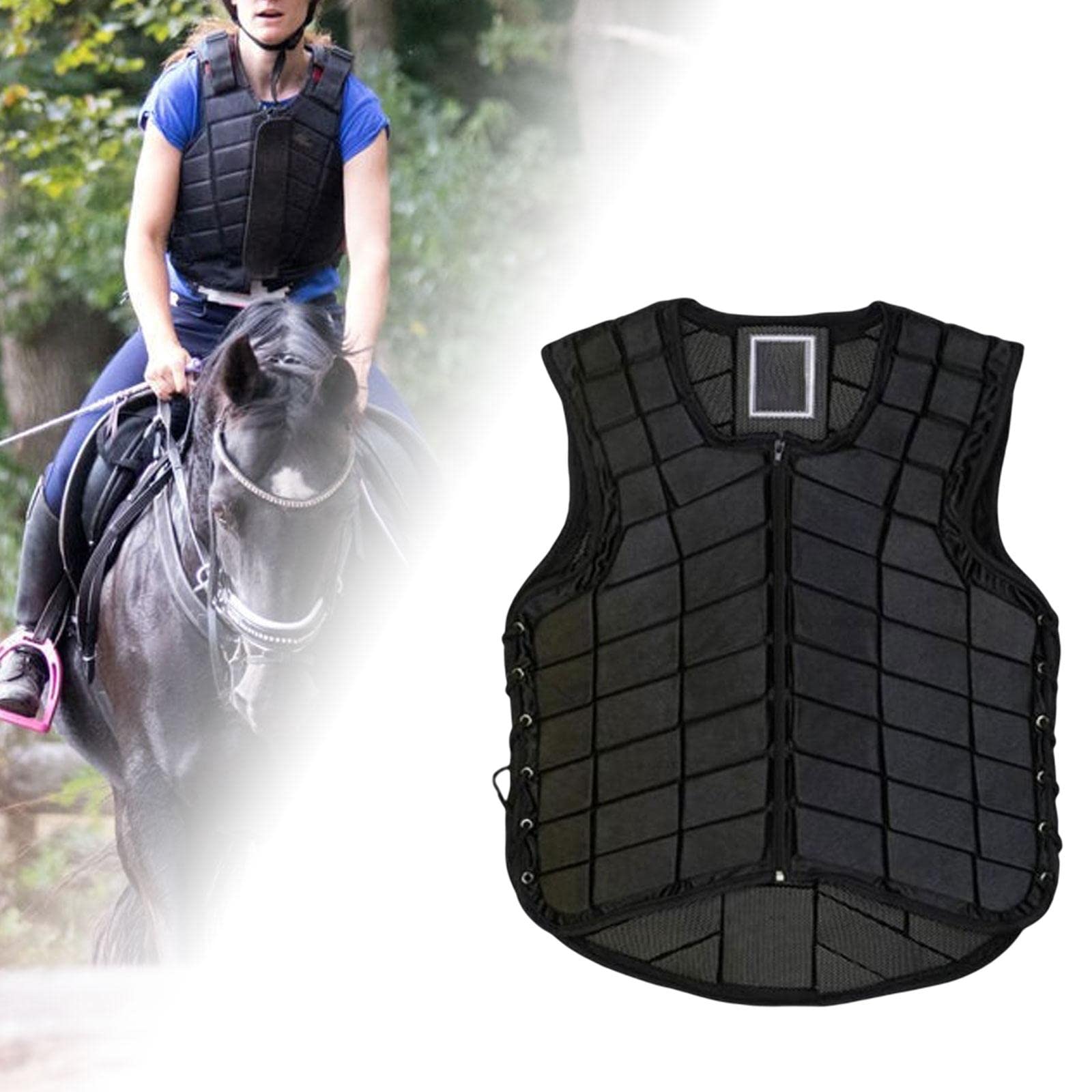 predolo Gilet de Protection d'équitation, Gilet équestre pour Hommes, Gilet d'entraînement, gardes de Sport pour Filles, Le Noir, Adulte L