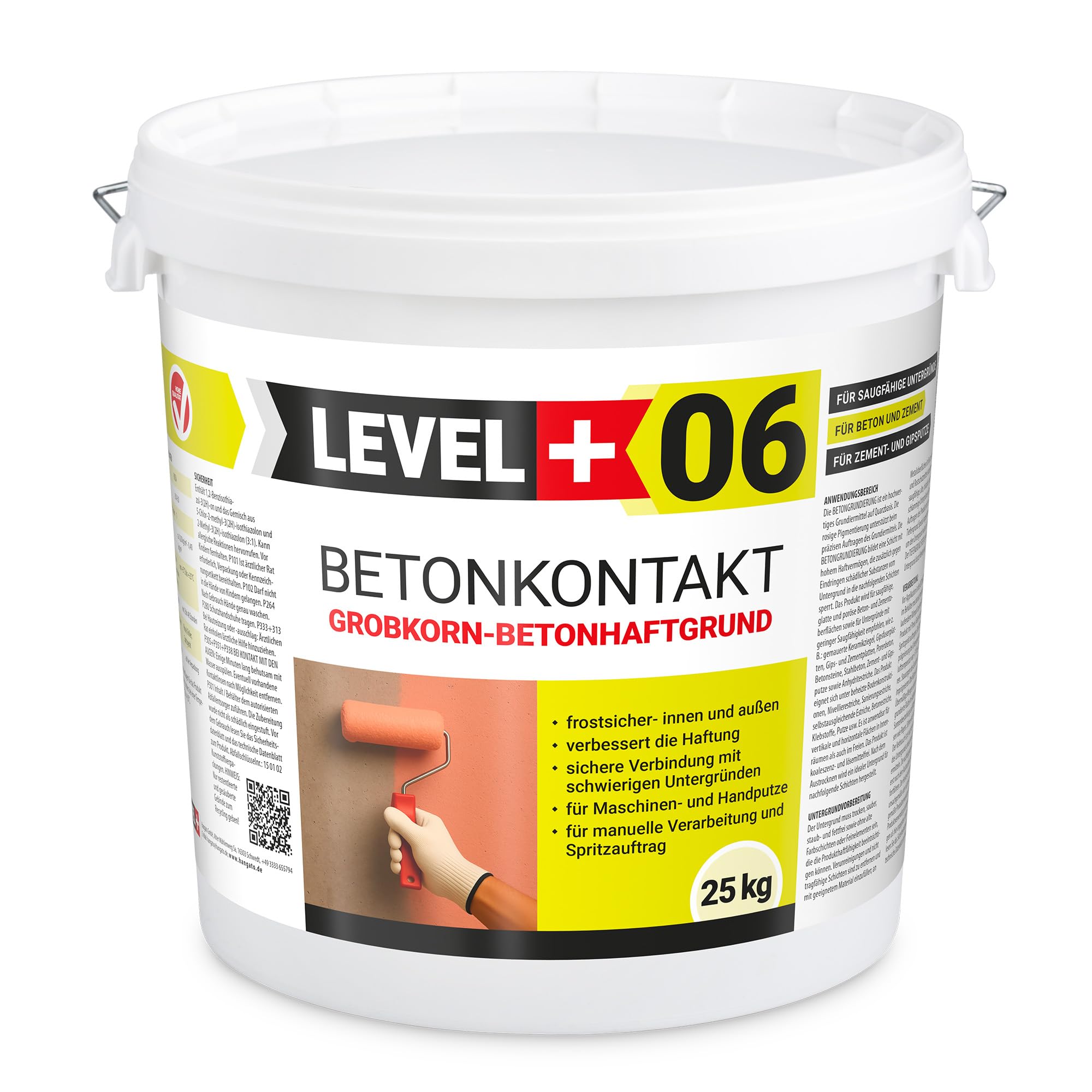 06 Betonkontakt Haftgrund mit Quarzsand für Beton & Keramik - Putzgrund und Haftbrücke für Innen & Außen - Grundierung für saugende und schwach saugende Untergründe - 25 kg