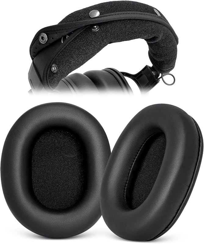 GEVO Replacement Ear Pads + Headband Cover Protector Compatible with Audio Technica ATH M50 M50X M50XBT M40X M30X M20X MSR7 SX1 Headphones, Repair Parts, No Tool Installation (Black)