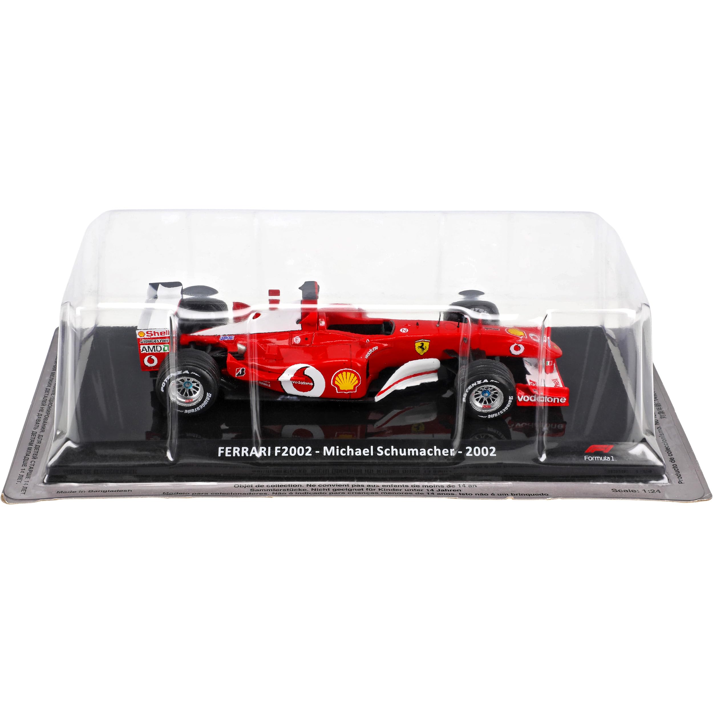 alles-meine.de GmbH Ferari F2004 Michael Schumacher 2004 Formel 1 mit Sockel und Vitrine 1/24 Modell Auto
