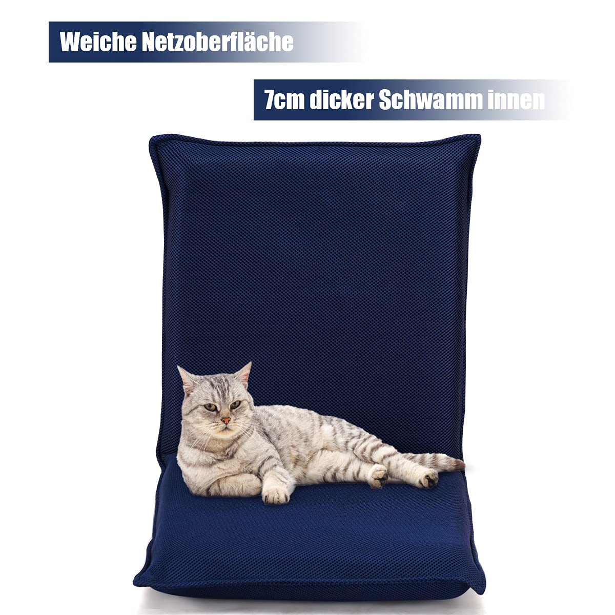 GOPLUS Bodenstuhl, Bodensessel mit 6-stufig Verstellbarer Rückenlehne, Bodensofa mit abnehmbarem Bezug, Lesesessel Liegestuhl Meditationsstuhl für Wohnzimmer (Blau)