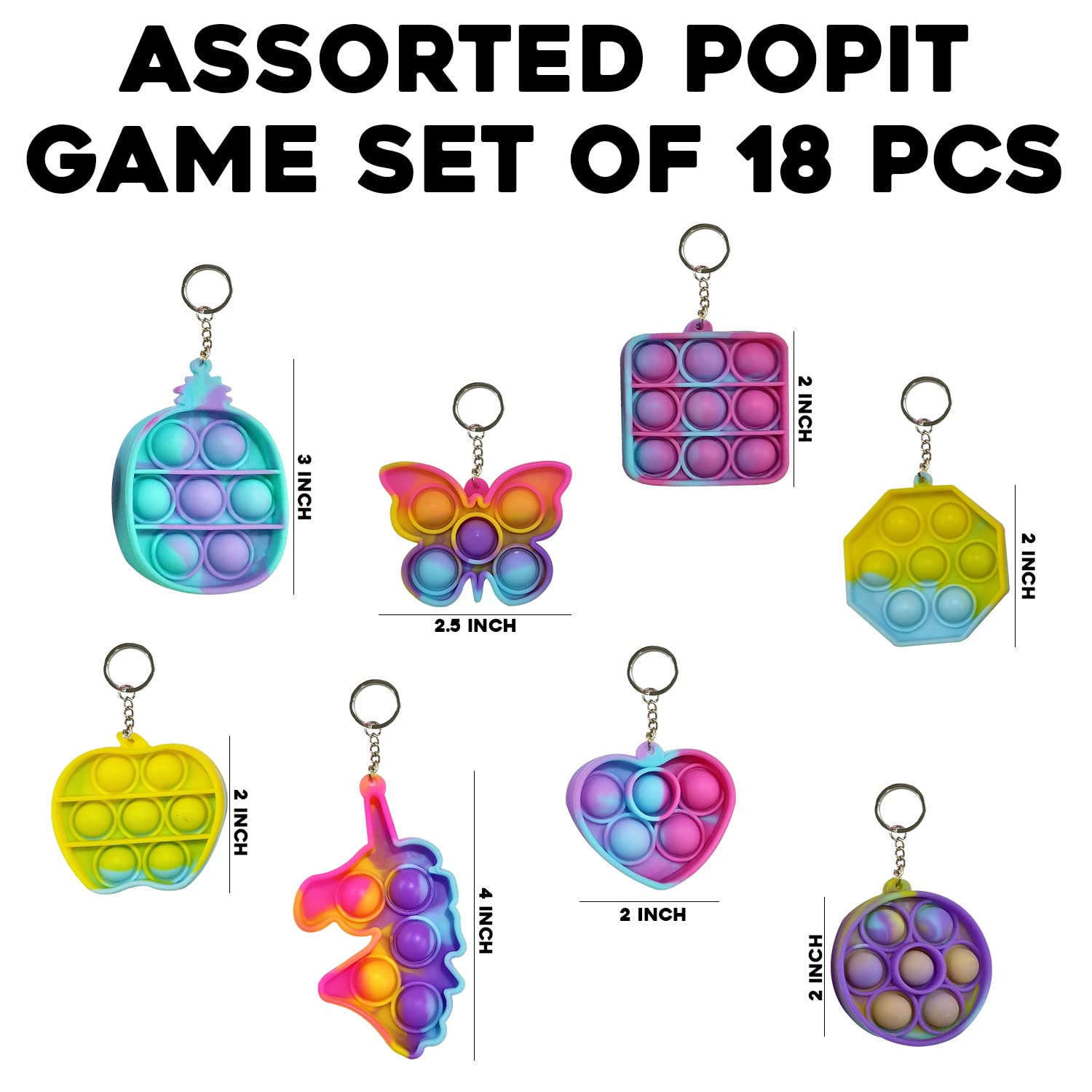 Buy 18 Pack Pop It Pop Its Rainbow Pop Fidget Toys Poppet Push Pop Bubble Fidget Popping Sensory
