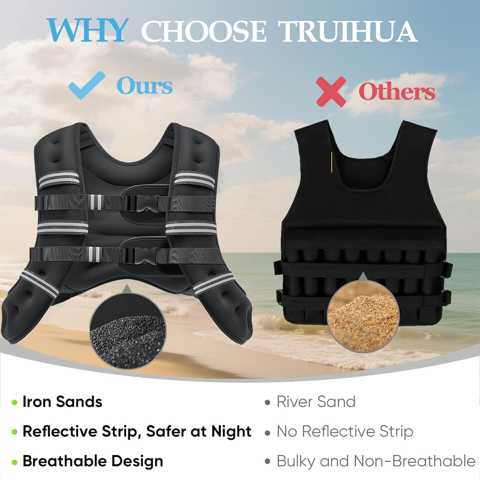 Gilet lesté pour homme et femme avec bande réfléchissante pour l'entraînement, la musculation, la course, le fitness, le renforcement musculaire, la perte de poids, l'haltérophilie