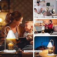 Vista 6 de Lámpara calentadora de velas con temporizador, calentador eléctrico con luz regulable, derretidor de cera perfumada, sin humo, compatible con varios