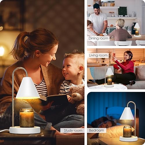 Miniatura 6 de Aimoptg Lámpara calentadora de velas, calentador eléctrico de velas con luz regulable, derretidor de cera perfumada, sin humo, compatible con varios