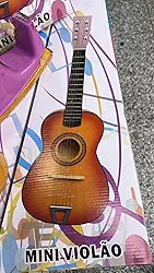Mini Violão Acústico Infantil, Madeira com 6 Cordas, Acabamento Sunburst, Instrumento Musical Educativo para Crianças