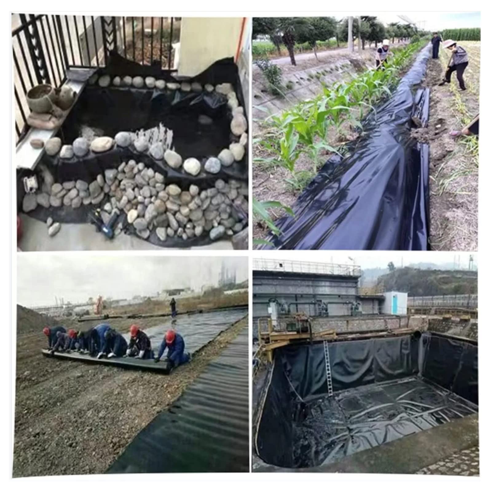 Mata do stawu, czarna wkładka do stawu HDPE o wysokiej gęstości - trwała folia membranowa do wody ogrodowej, funkcje, fontanny i stawy (1 x 10 m) - wodoodporna, odporna na promieniowanie UV, łatwa w