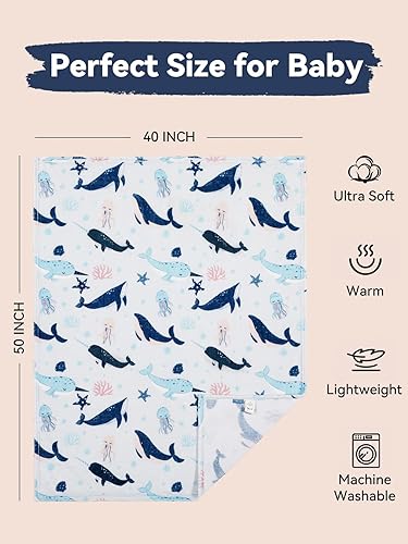 Miniatura 10 de TILLYOU - Manta de vellón polar para niños, manta ligera para cuna y tumbona, de microfibra 100% suave, para dormir siesta, tamaño Queen de 229 x