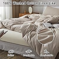 Vista 5 de TOCOMOA Juego de funda de edredón 100% algodón lavado, tacto suave, cómodo, transpirable, juego de ropa de cama de 3 piezas