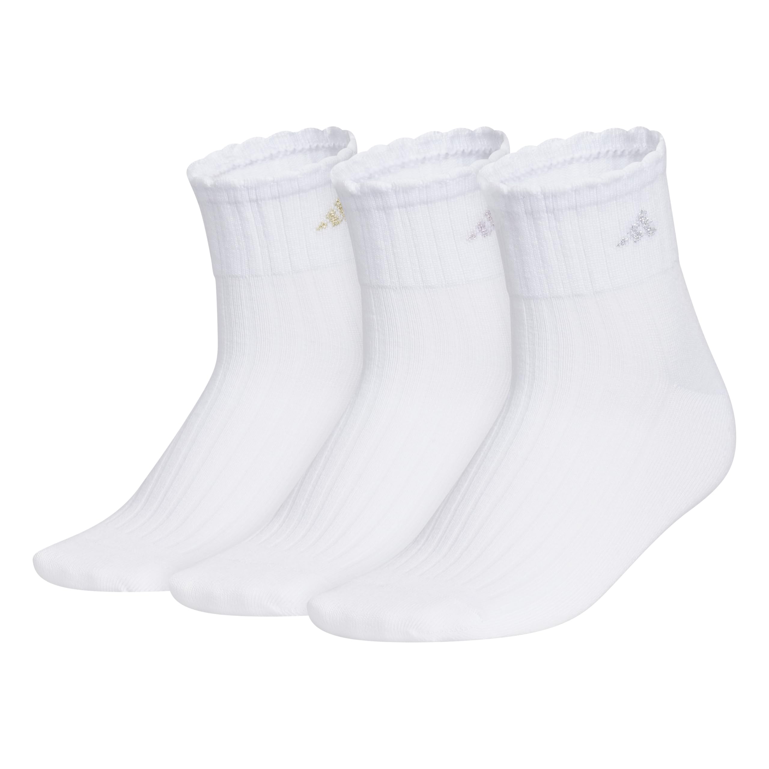 adidas Women's Scalloped Socks (3 Pairs) Quarter Ankle Height