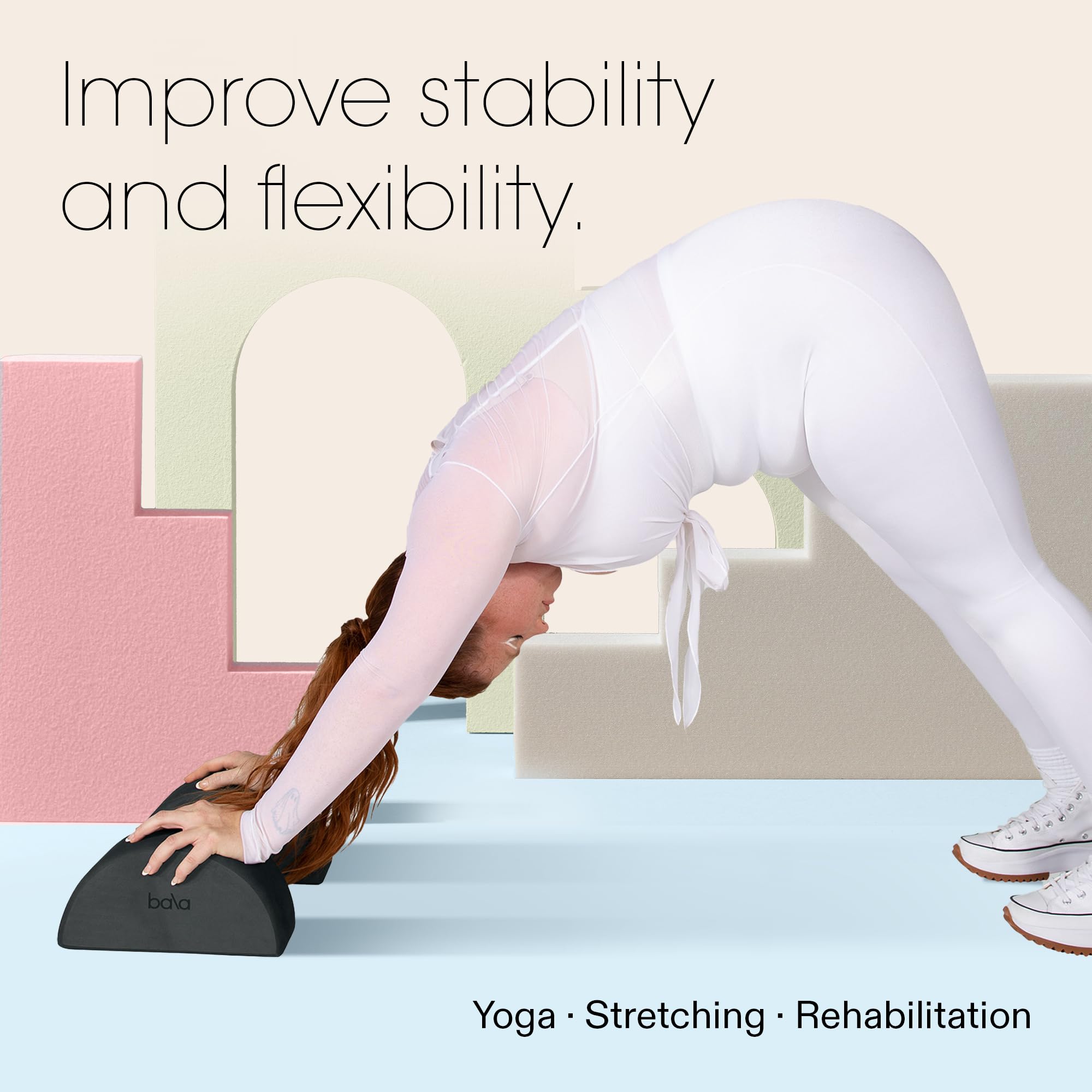 Bala Balance Blocks 2 Pack, Yoga Blocks for Working Out - Semi-Circular Yoga Accessories for Stretching & Exercise - Yoga Equipment for Home Workout - Yoga Block Essentials for Women & Men