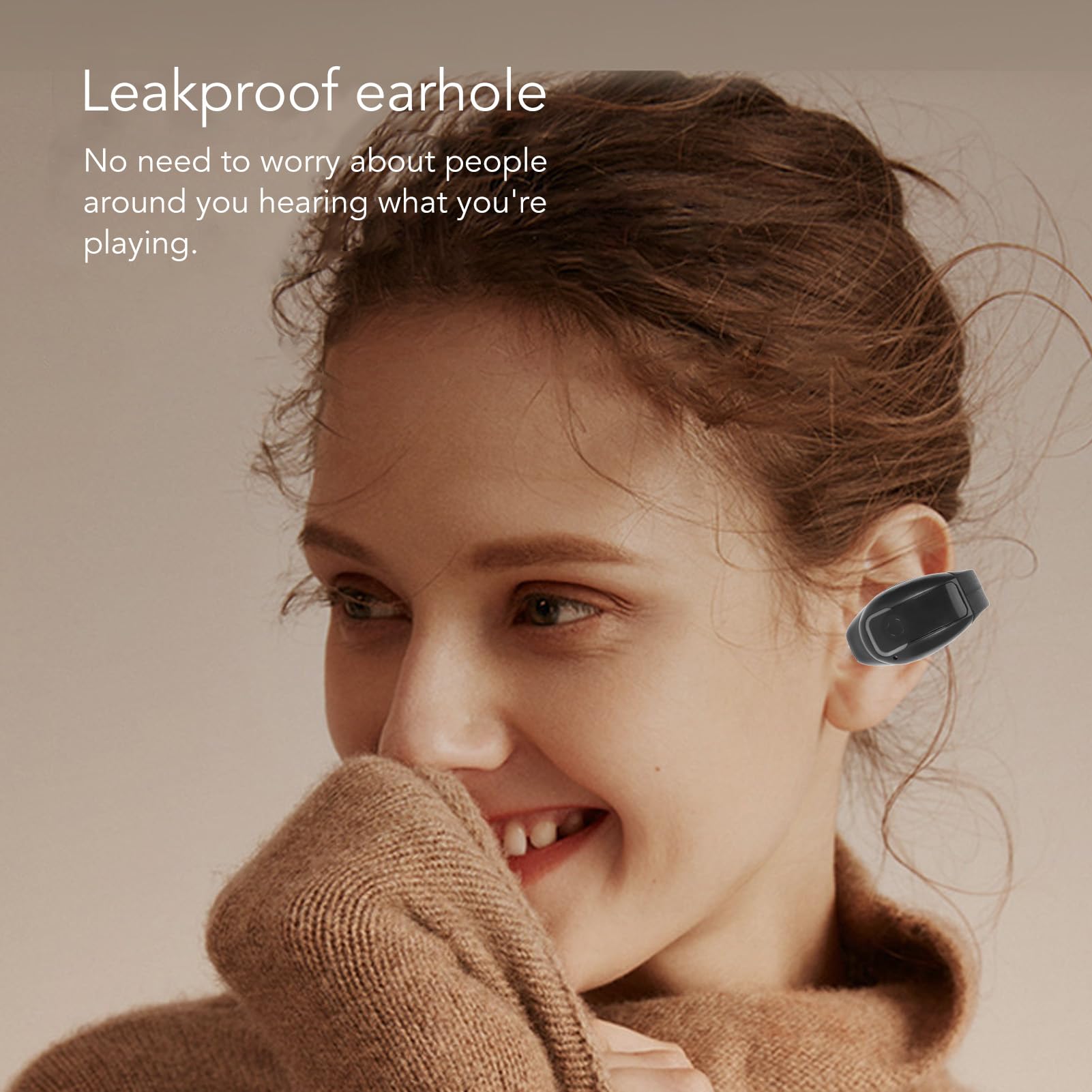 BT5.3 Open Ear Headphone, Single Earpiece IPX4 Earbud with HiFi Stereo Sound, for Running Cycling (Black)