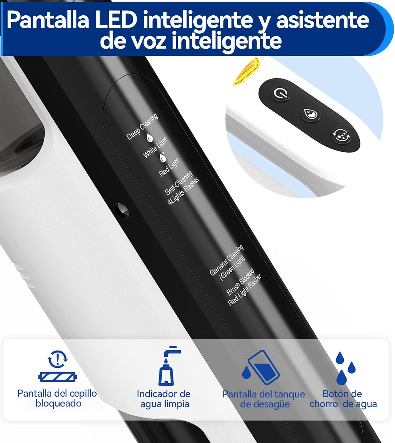 Close-up of the Vozascly W12SE LED intelligent display and control buttons