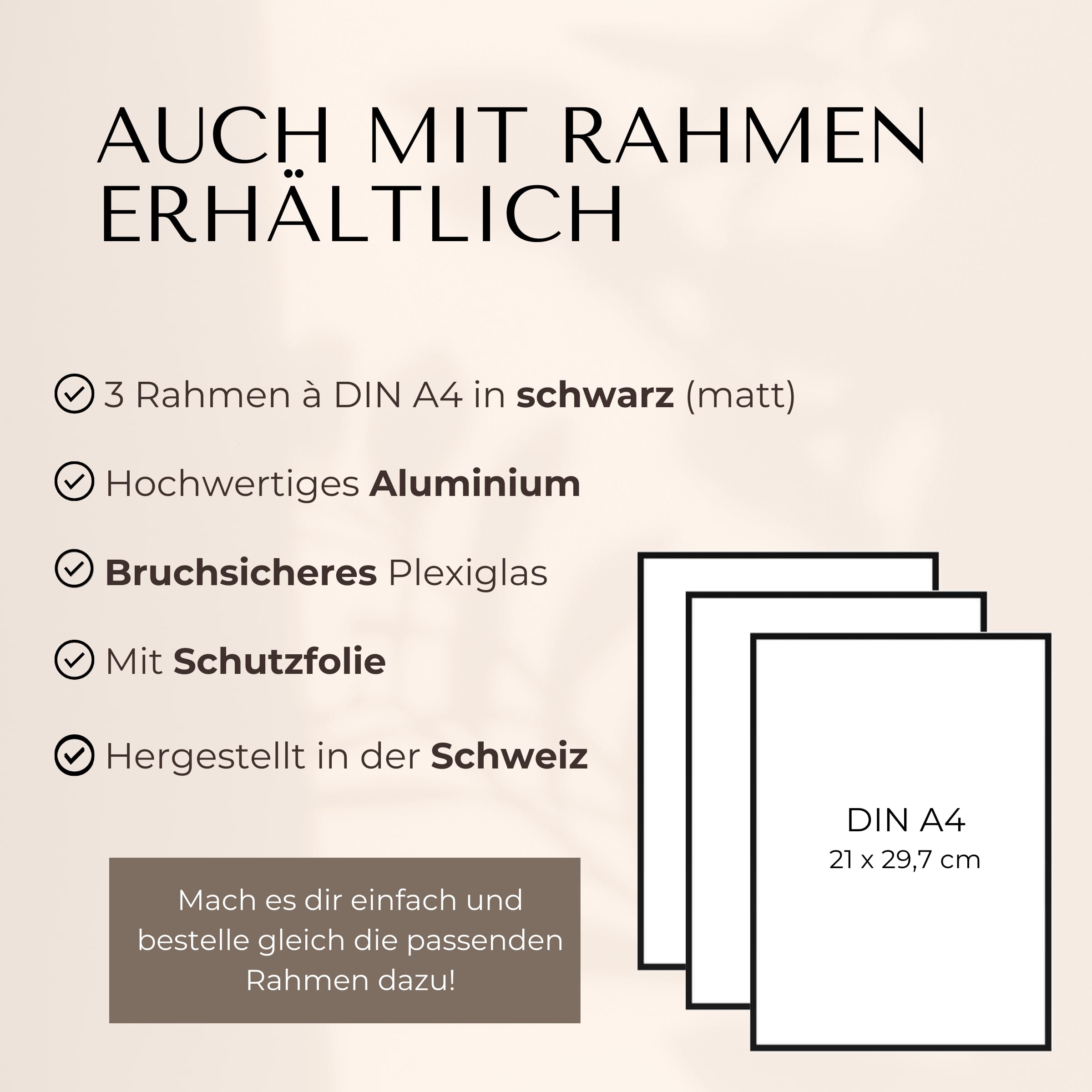 FAVELOT Abstrakte Bilder Set A4 mit schwarzen Rahmen, Poster Aesthetic, Poster Set, Wandbilder Wohnzimmer - Boho Bilder beige, Line Art Bilder, 3x Din A4