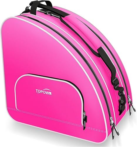 TOPOWN Bolsa premium para patines de hielo - Bolsa de patines y cuchillas para hombres y mujeres - Negro y rojo rosa