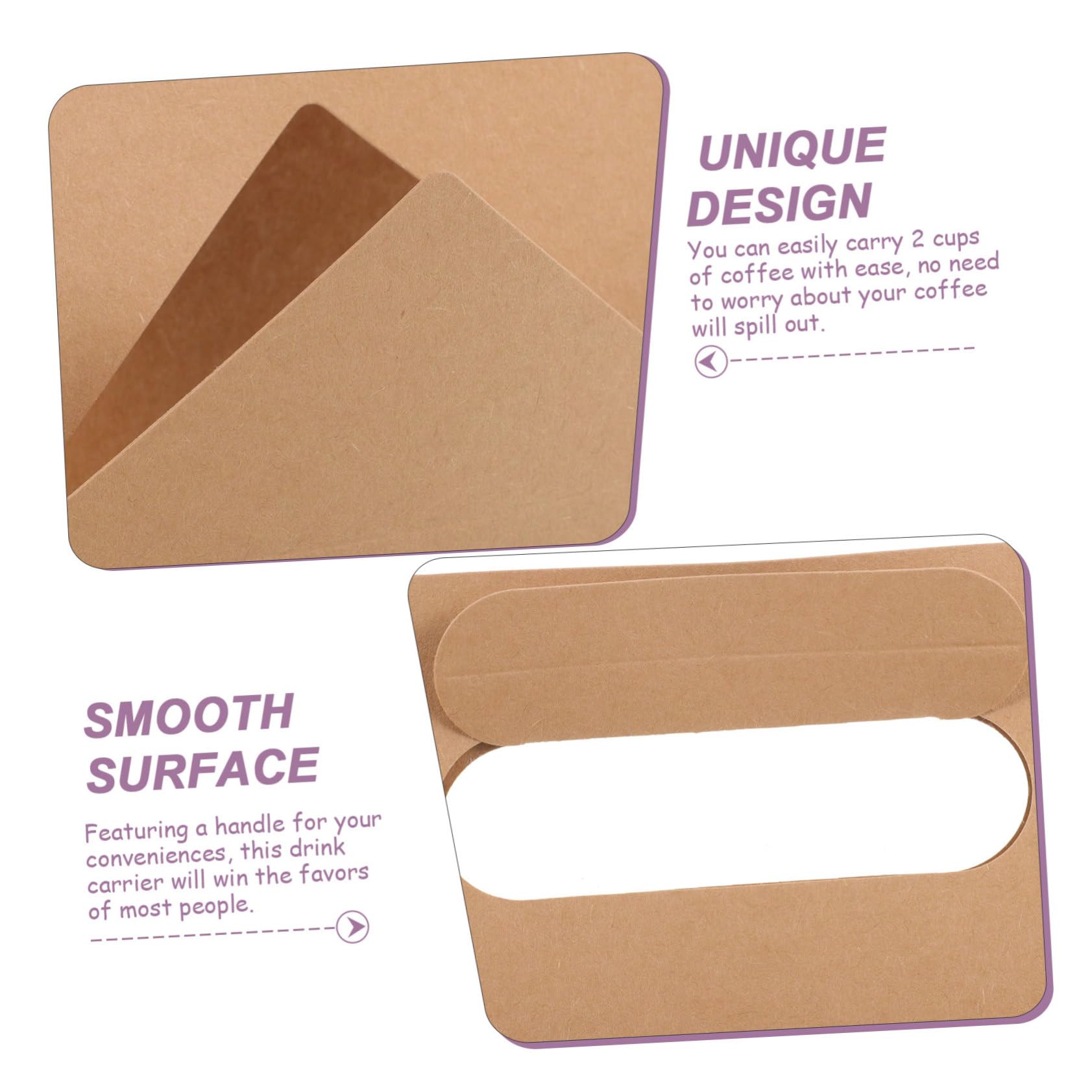 TOPBATHY Portavasos de Papel con Asa, Portátil, 50 Unidades, para Té y Zumo, Uso en Oficina y Hogar, Beige