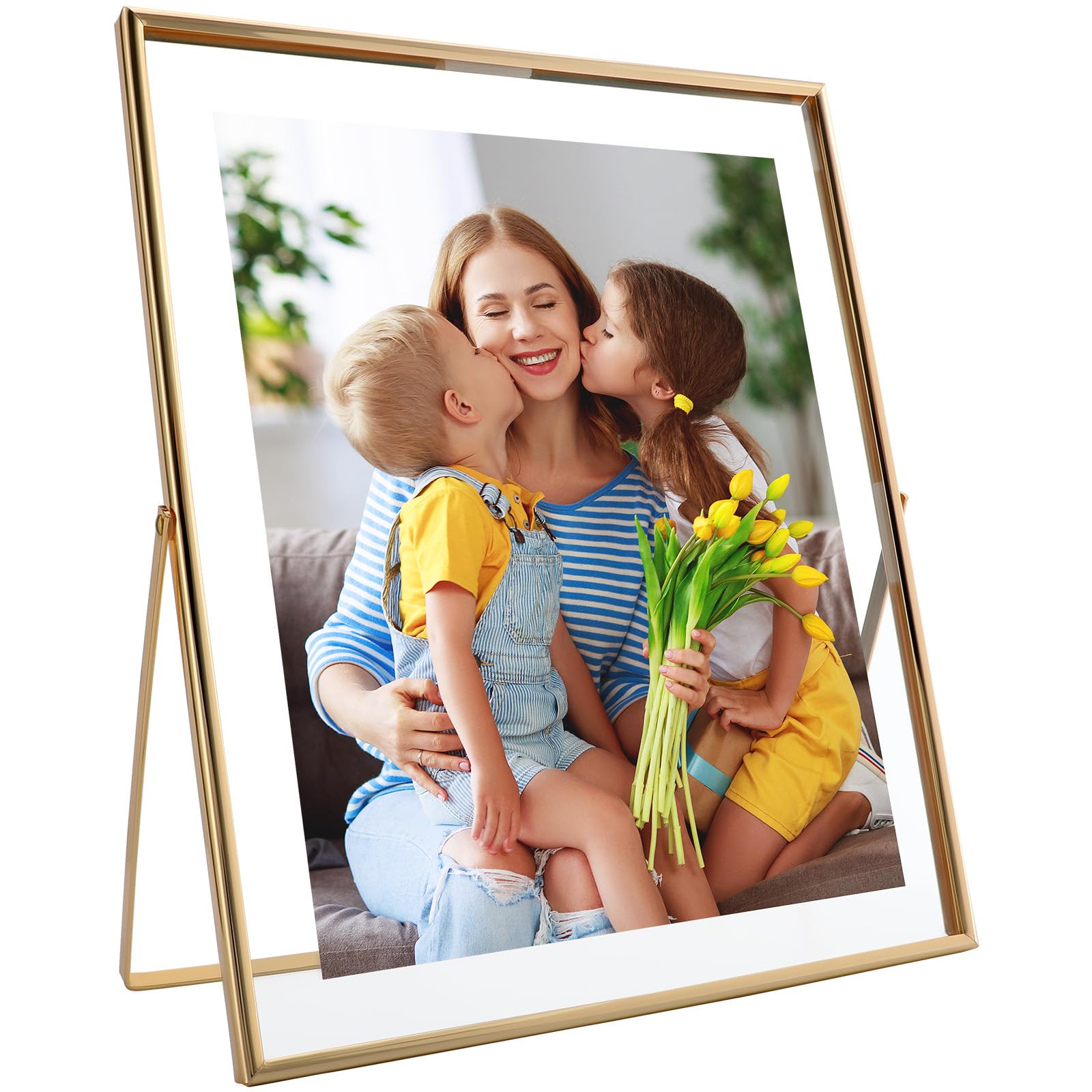 – Gold Floating Picture Frame, 10x12 Inches, For Photo 9x11, 8x10, 7x9, Large Photo Frame, Classy For Mother's Day, Anniversary, Birthday, Vertical