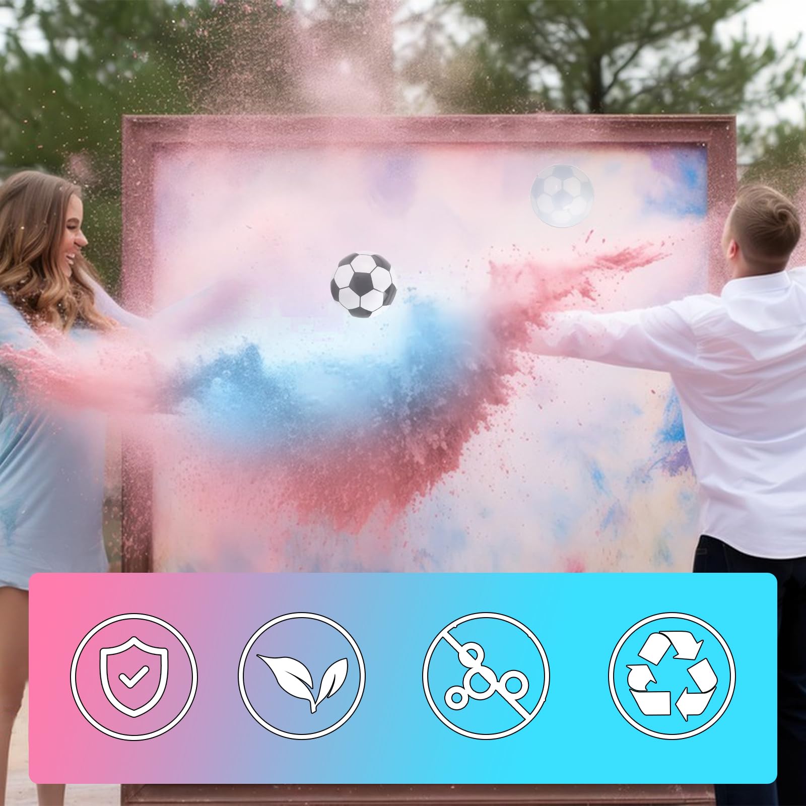 Ballon De Football Gender Reveal - Révélation Sexe Bébé Avec Poudre Bleue/rose - Cadeau Fête Prénatale Garçon Ou Fille
