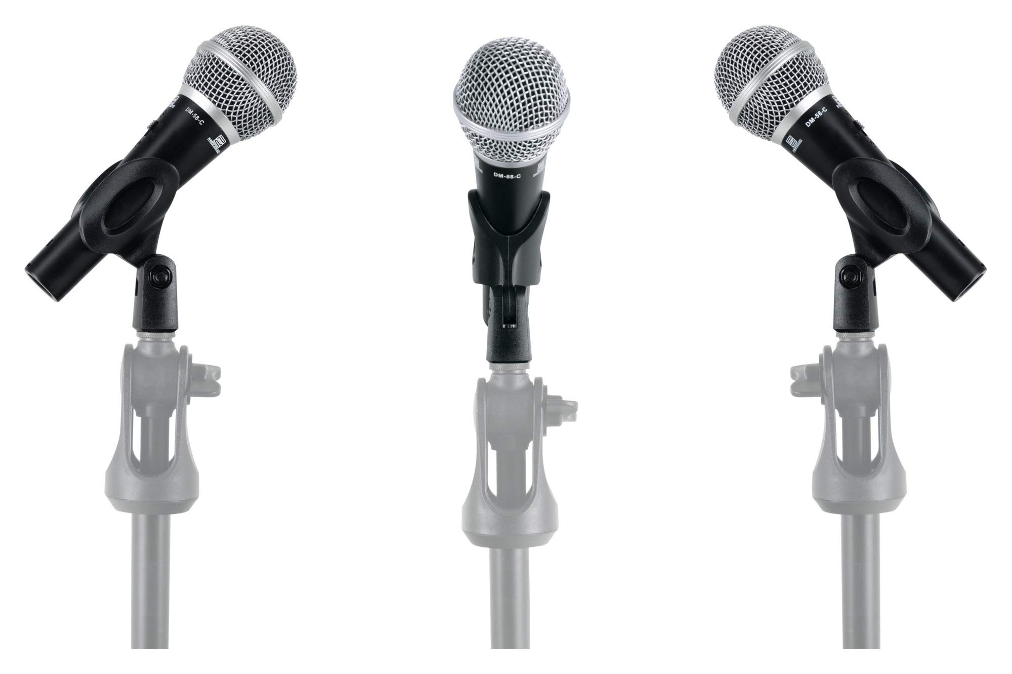 Pronomic DM-58-C Set 3 micrófonos dinámicos cardioide con cápsula elástica, interruptor, 3 cables XLR de 5 m y maletín. Color negro.