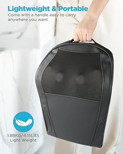 Miniatura 7 de Masajeador de espalda con calor, almohada masajeadora de cuello y espalda Shiatsu para aliviar el dolor, cojín de masaje de amasamiento 3D para