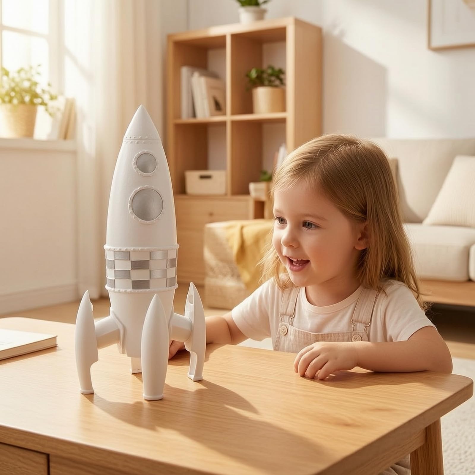Figura Cohete Níveo Cohete corativo Morno Estatuilla para Niños