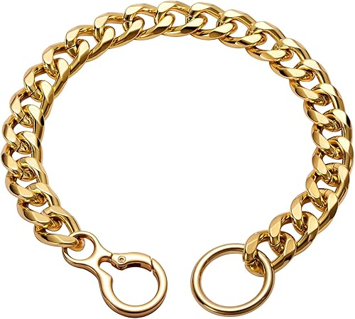 Woofuu Collar de perro ajustable chapado en oro de 18 quilates, collar de cadena resistente a prueba de mordidas para perros pequeños, medianos y