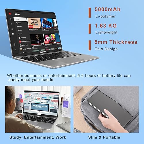 Miniatura 5 de Laptop de 15.6" 6GB DDR4 128GB SSD J4105 (hasta 2.5Ghz) 4-Core Win 10 PC 1920x1080 FHD Dual WiFi BT 4.2 Soporte 1TB SSD Expandir con mouse