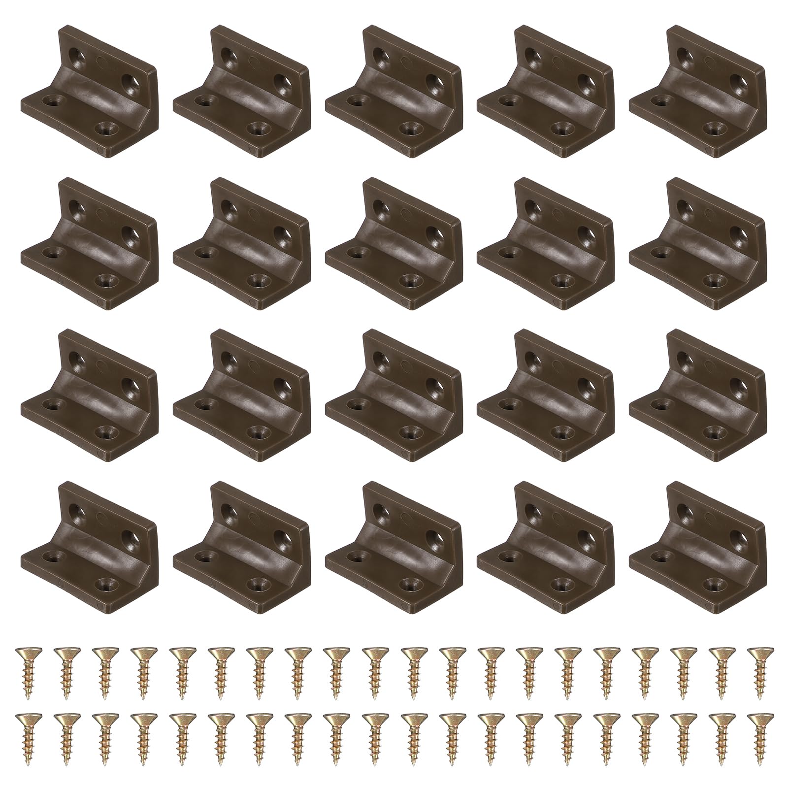 Supports en L en plastique marron 38x22mm lot de 50 avec vis pour meuble