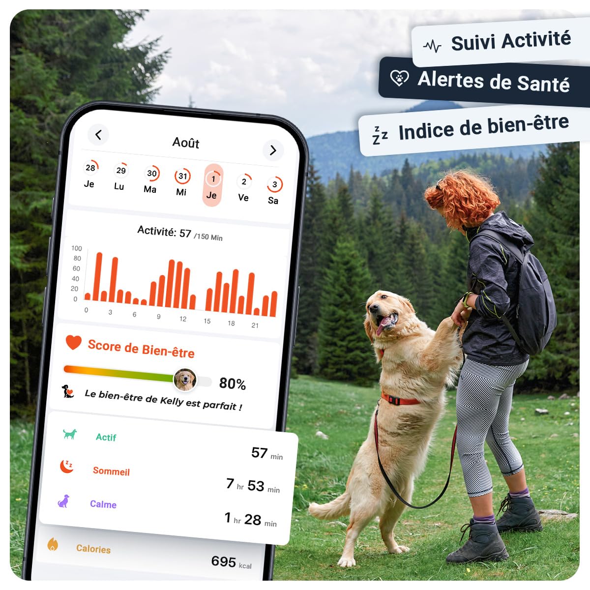PAJ Traceur GPS 4G Mini + LED pour Petits Chiens, INCL. 3 Mois | Alerte anti-fugue - Suivi en temps réel - 100% étanche - Compatible tous colliers/harnais - Batterie jusqu'à 10 jours