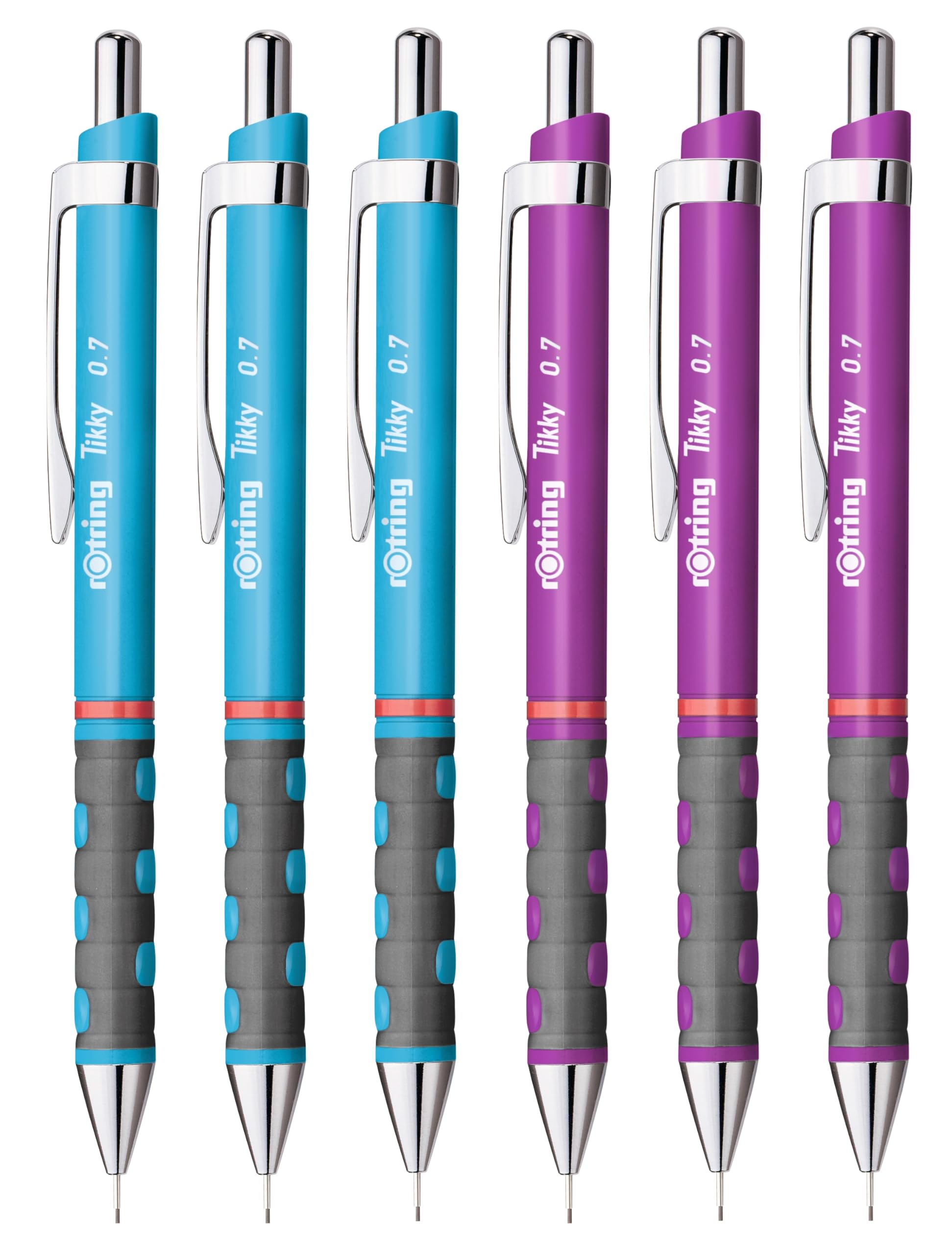 Tikky Mechanical Pencils - 0.7mm - HB - Light Blue & Purple Barrels - Pack of 6