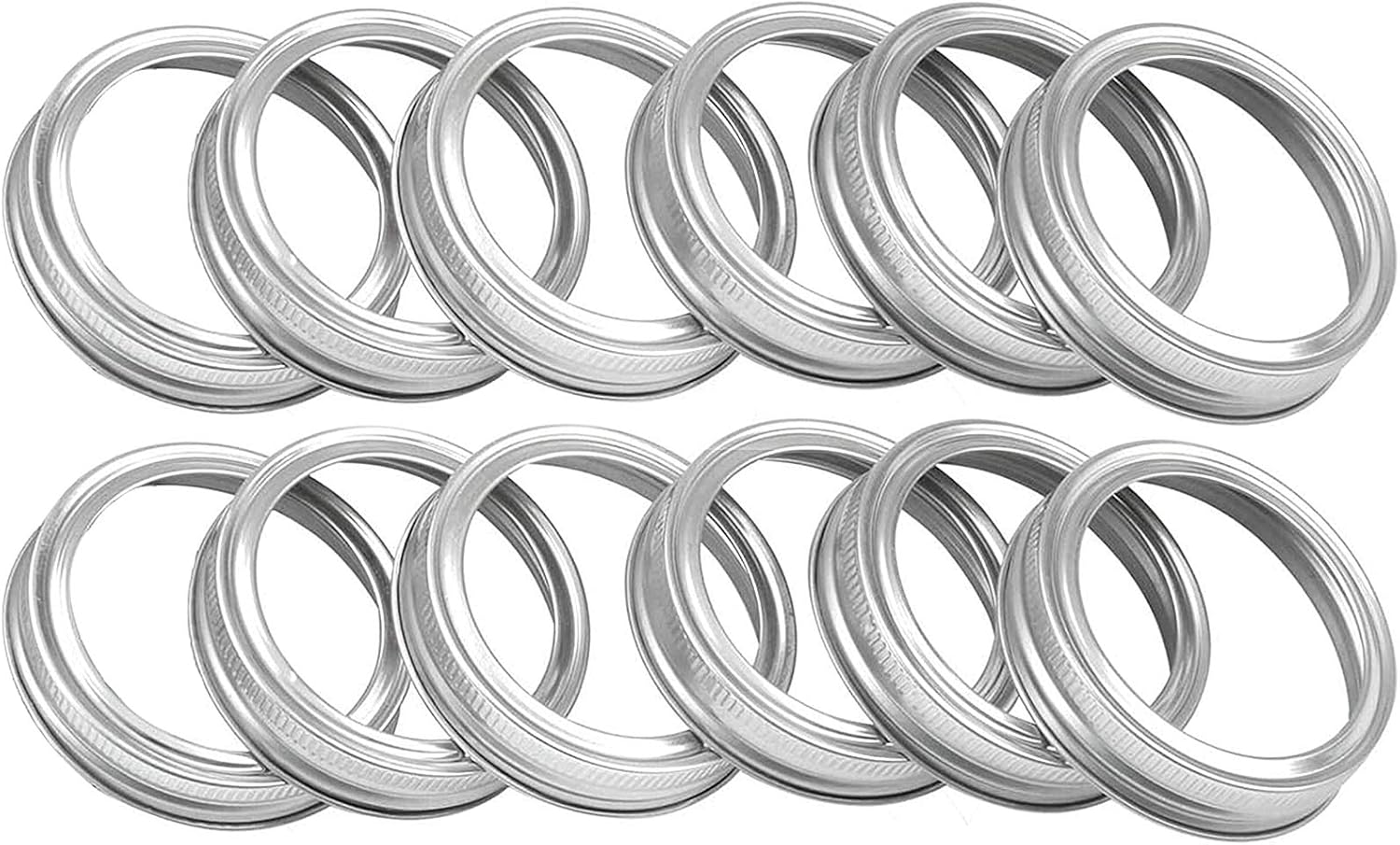 Canning Rings for mason jars, Mason Jar Lids Bands Rings for canning, Regular mouth, 12 pack Metal Rings Split-type Lids Screw Bands(12pc,Silver)