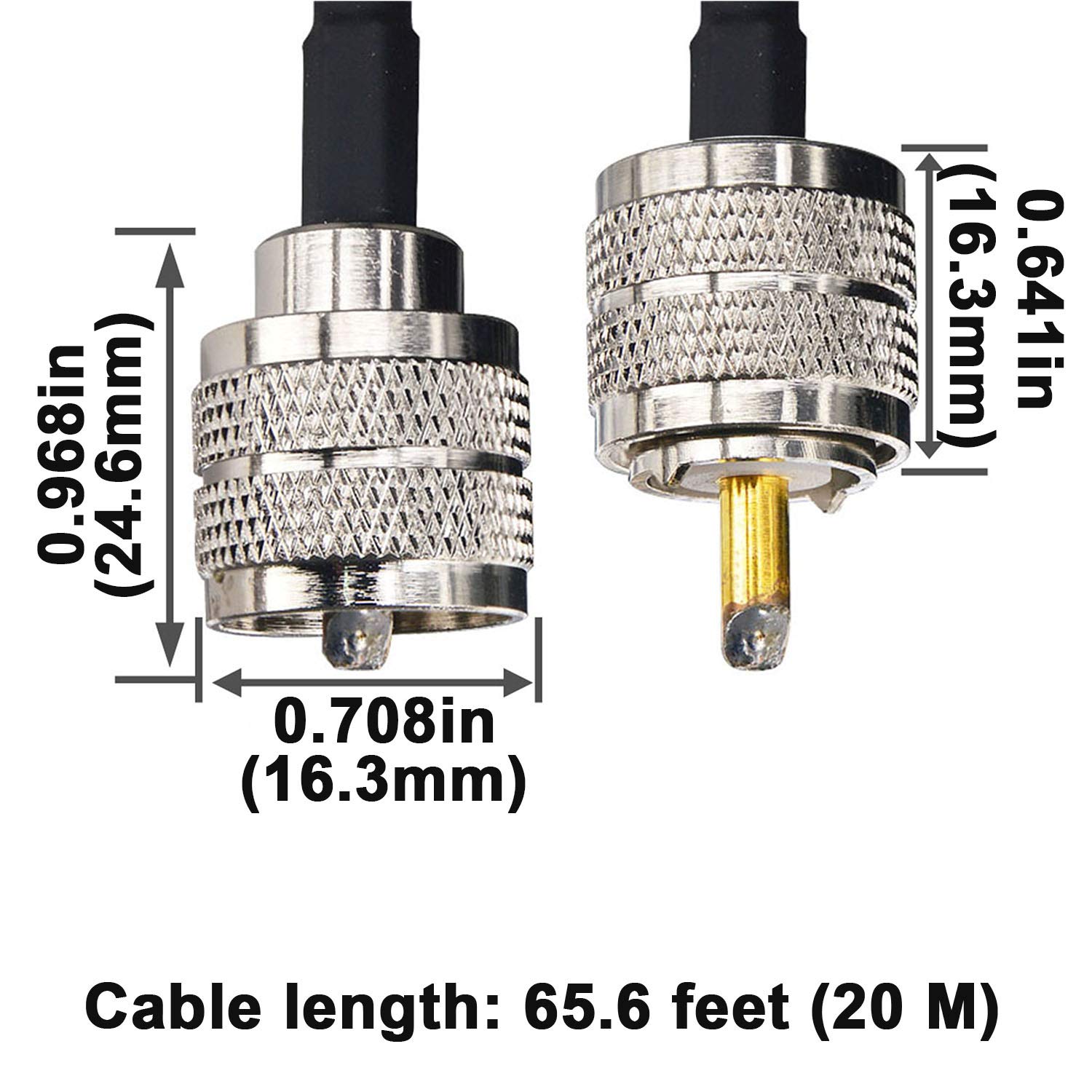 Verbessert UHF auf UHF Kabel 20M RG58/U Kabel PL259 Adapter UHF Stecker zu UHF Stecker Radio Antennen Kabel Amateurfunk Kabel Geringer Verlust CB Koaxialkabel für Antenne/Rundfunk