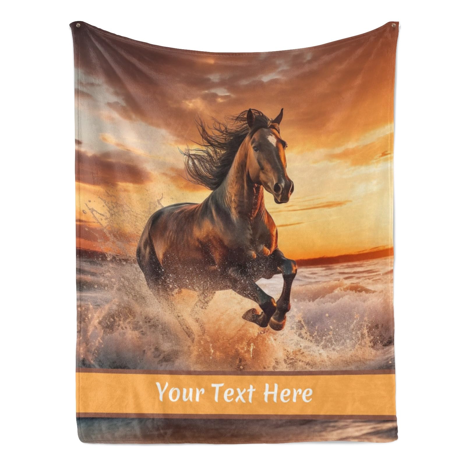 CUSPILO Personalized Horse Blanket with Name, Custom Throw Blanket for Boys Girls, Fuzzy Soft Blanket Microfiber, 50"" x 60""