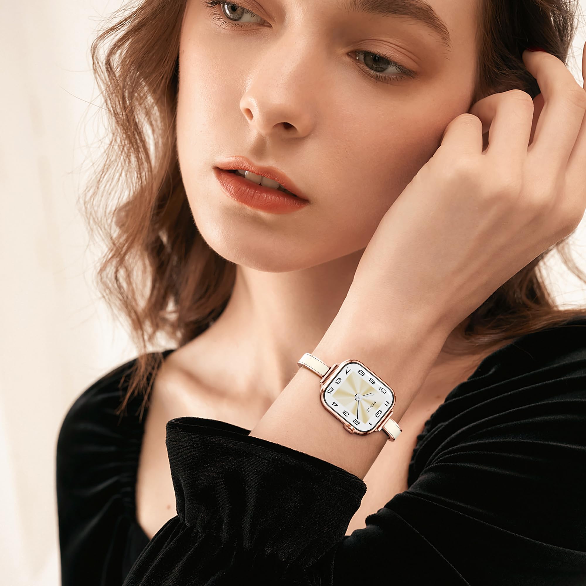 Mesime Bracelet fin et élégant pour femme compatible avec Apple Watch 49 mm, 46 mm, 45 mm, 44 mm, 42 mm, 41 mm, 40 mm, 38 mm, bracelet en métal fin pour iWatch Ultra