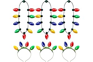 6 Pcs LED Christmas Light Up Headband and Necklace