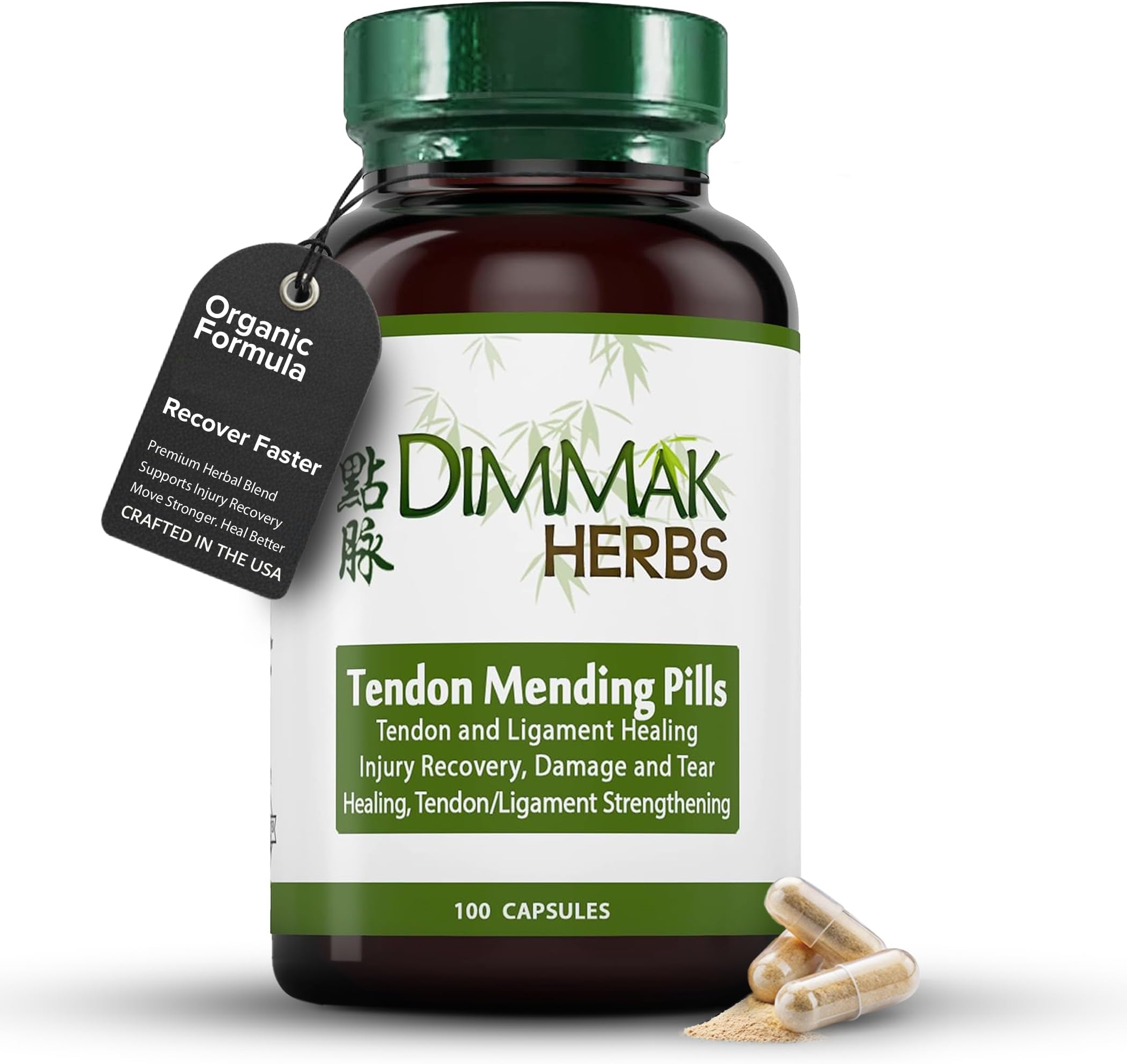Dimmak Herbs Tendon Mending Pills- Tendon & Ligament Support- Advanced Mobility Formula for Stiffness, Rotator Cuff & Achilles Recovery- Daily Soft Tissue & Injury Repair- Vegan TCM Formula