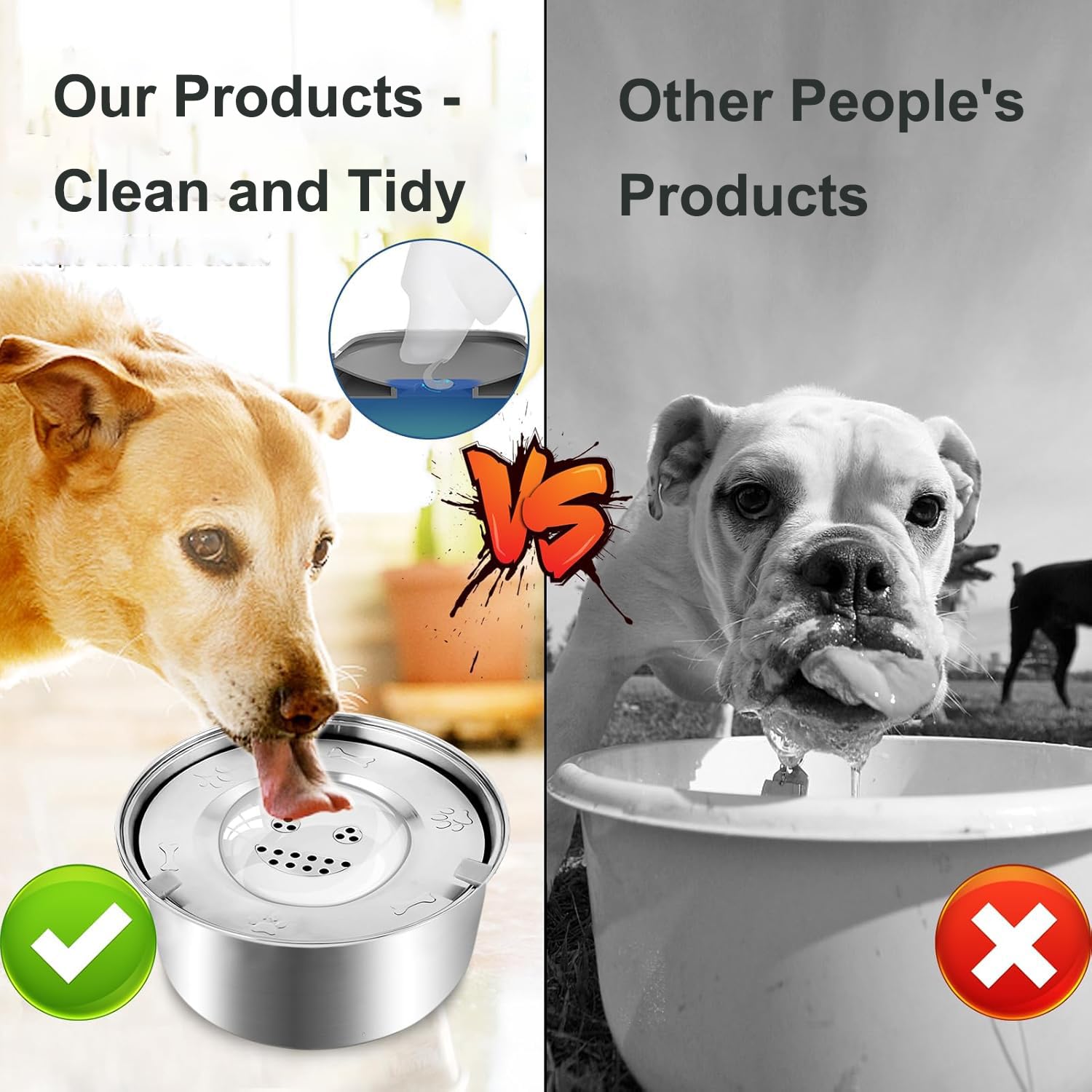 1 L Gamelle Anti Eclaboussure Chien Gamelle Acier Inoxydable Anti Débordement pour Chiens de Taille Moyenne