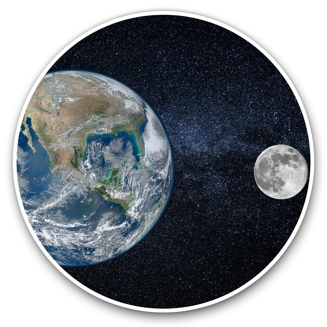 Destination Vinyl Ltd Earth & Moon Planet Space Globe 21483 2 X 20Cm Vinyl Stickers