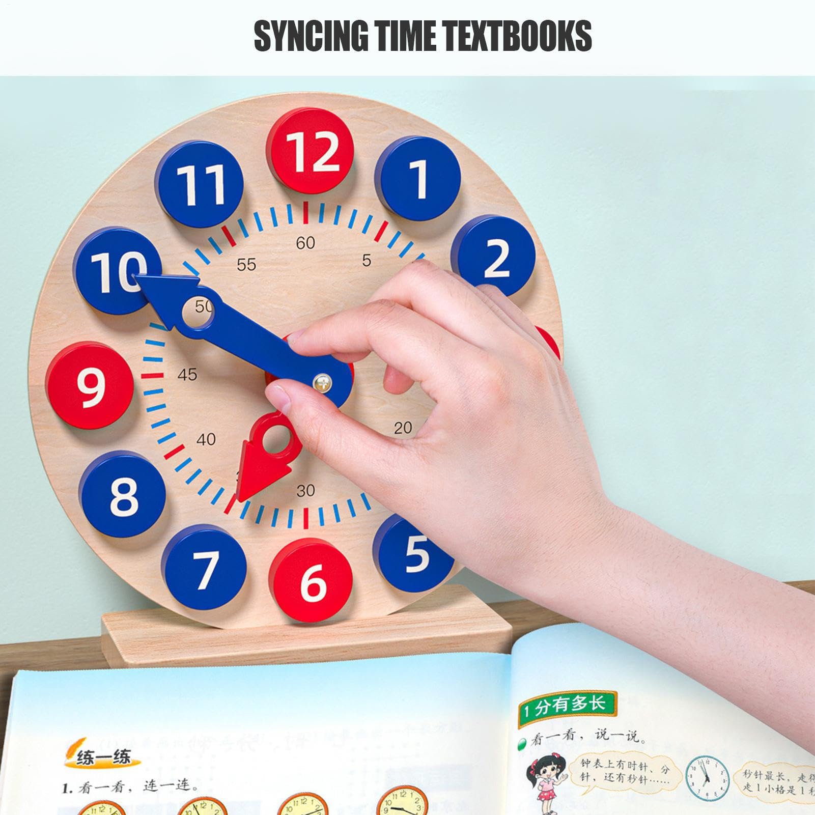 Gioco di Apprendimento Orologio Analogico: Orologio in Legno per Insegnare L'Ora con 18 Carte, Giocattolo Divertente per Imparare Il | Set di attività di per Imparare, Insegnare per