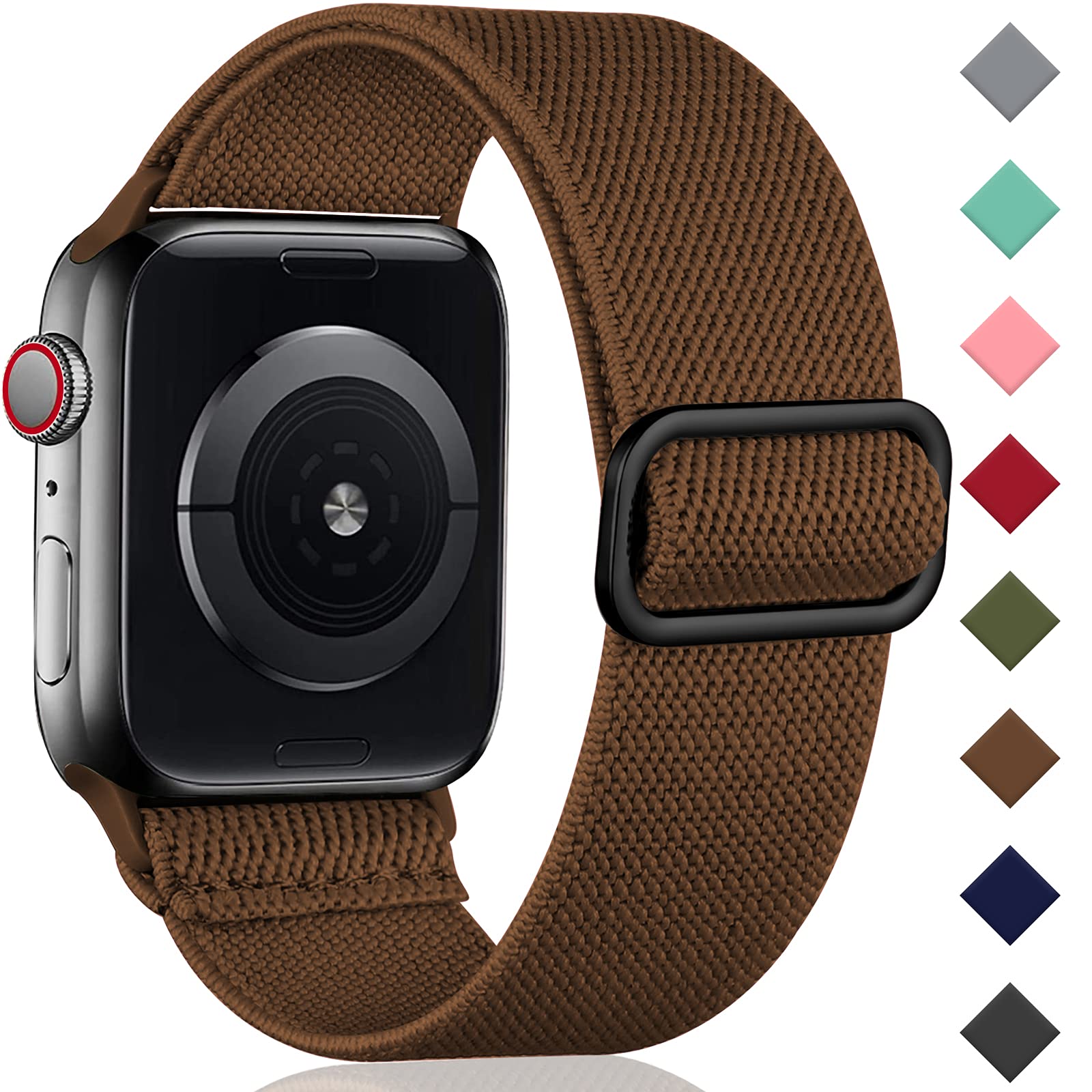 Oielai Solo Loop Armband Kompatibel mit Apple Watch Armband 46mm 45mm 44mm 42mm 49mm 41mm 40mm 38mm, Verstellbares Dehnbare Nylon Sport Ersatz Band für iWatch Series 11 10 9 8 7 6 5 4 3 2 1 SE Ultra