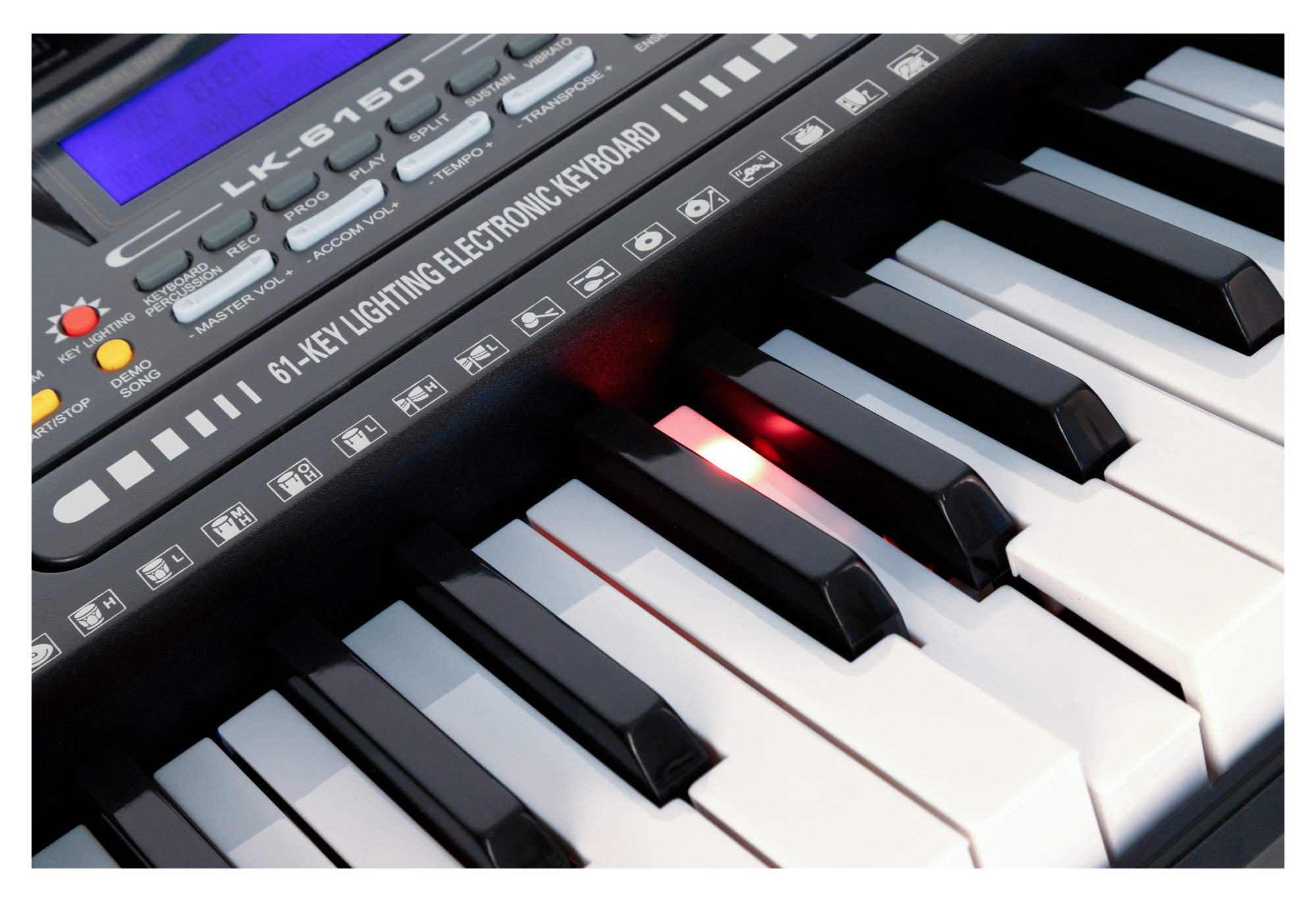 McGrey LK-6150 61 Tasten Keyboard Taschen Set - Einsteiger-Keyboard mit 61 Leuchttasten - 255 Sounds und 255 Rhythmen - 61 Percussion-Sounds - 50 Demo Songs - integrierter MP3-Player - Schwarz