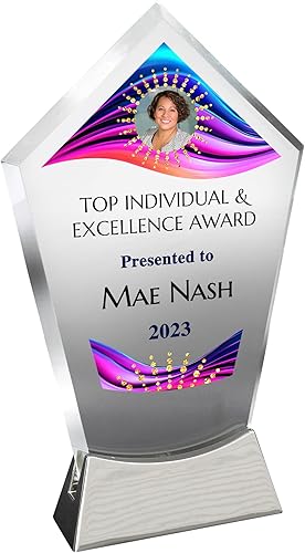 Placa de vidrio personalizada de 7 12 pulgadas, placa personalizada como premios y trofeos, placas de vidrio para premios como placa de jubilación y