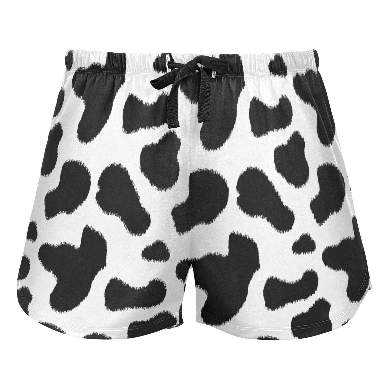 JHKKU Sleep Shorts Soft Lounge Pajamas Bottoms with Pockets Comfy Short Pants for Women's, Cow Print, L