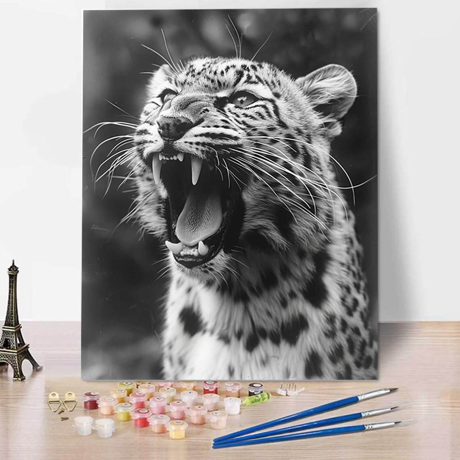 Léopard Peinture par Numéros pour Adulte, Peinture par Numero pour Enfant et Adulte, Animal Peinture Numero Adulte - DIY Peinture Acrylique Débutants Facile sur Toile Peintures 70 x 95 cm 6-J