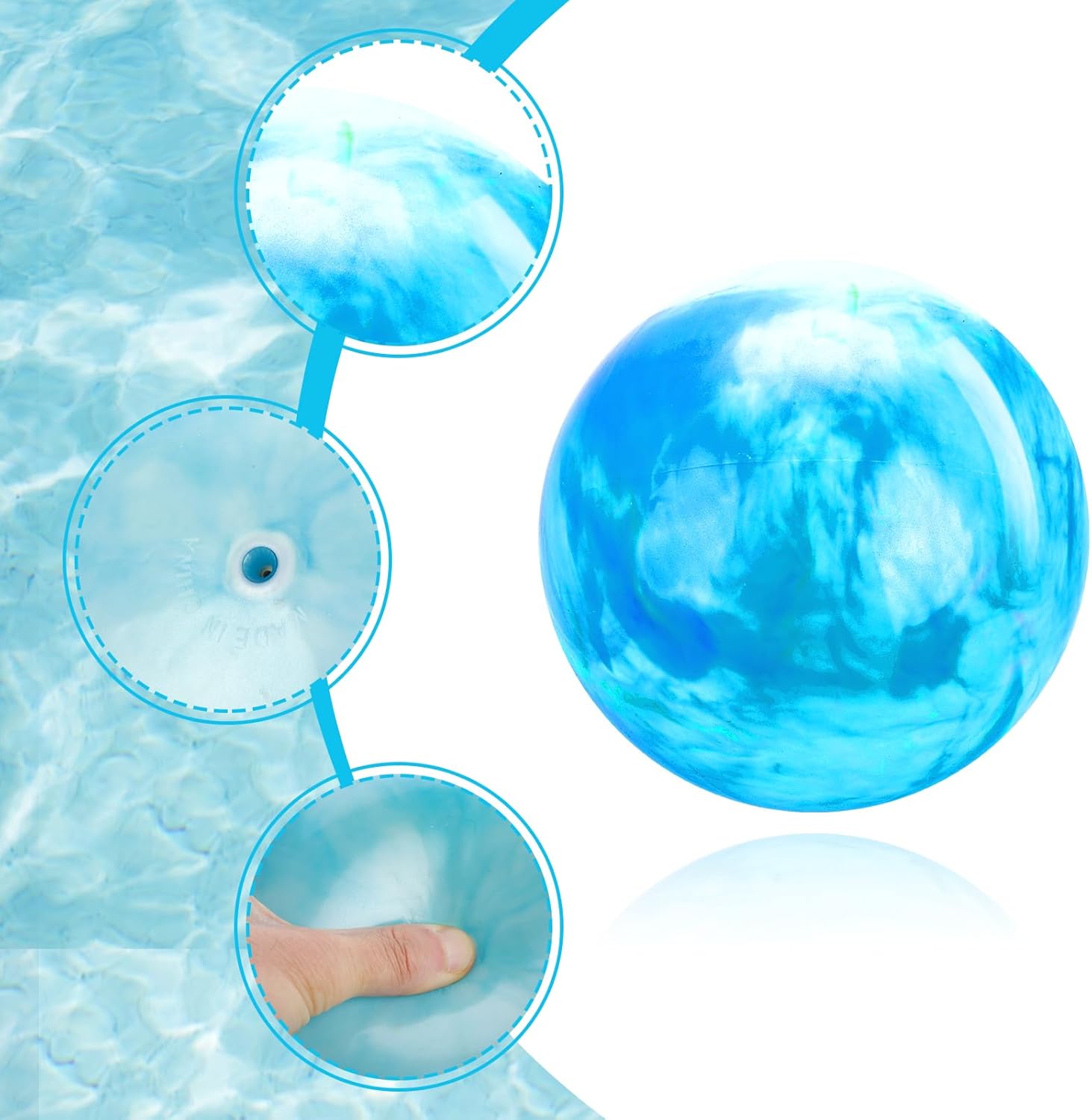 Grevosea 15 Inch Large Bouncy Ball Inflatable Balls Beach Ball Marbleized Bouncy Ball Colorful Cloud Bouncing Balls for Adults Pet Outdoor Summer Beach Party Supplies School Water Fun